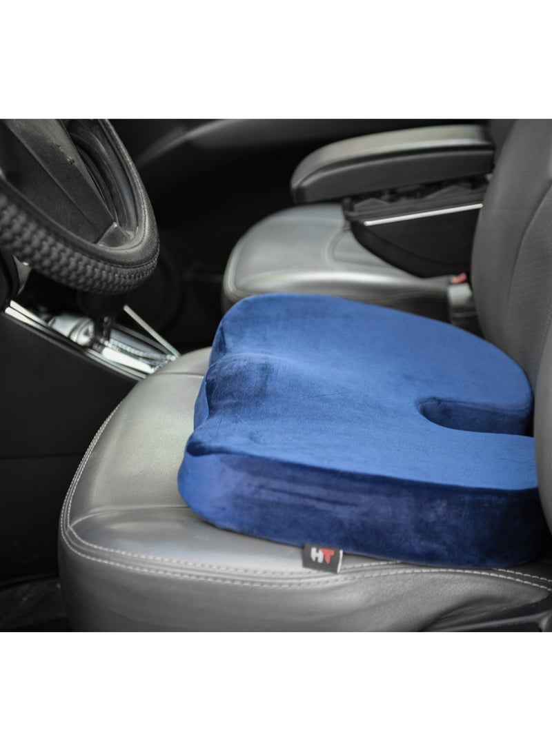 HT Medical seat cushion for fistula and coccyx pain with German memory foam filling for work chairs, office, car and home, navy blue, suitable for all chairs, memory foam - Image 4
