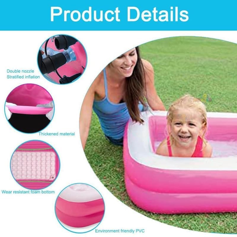 LONGMIRE Sunset Glow Swimming Pool for Kids | Inflatable Round Colourful Ring Baby Pool Portable Baby Bath tub | 0-5 Years | Indoor & Outdoor (Multi Color) (3 FT SEQUARE) - Image 5