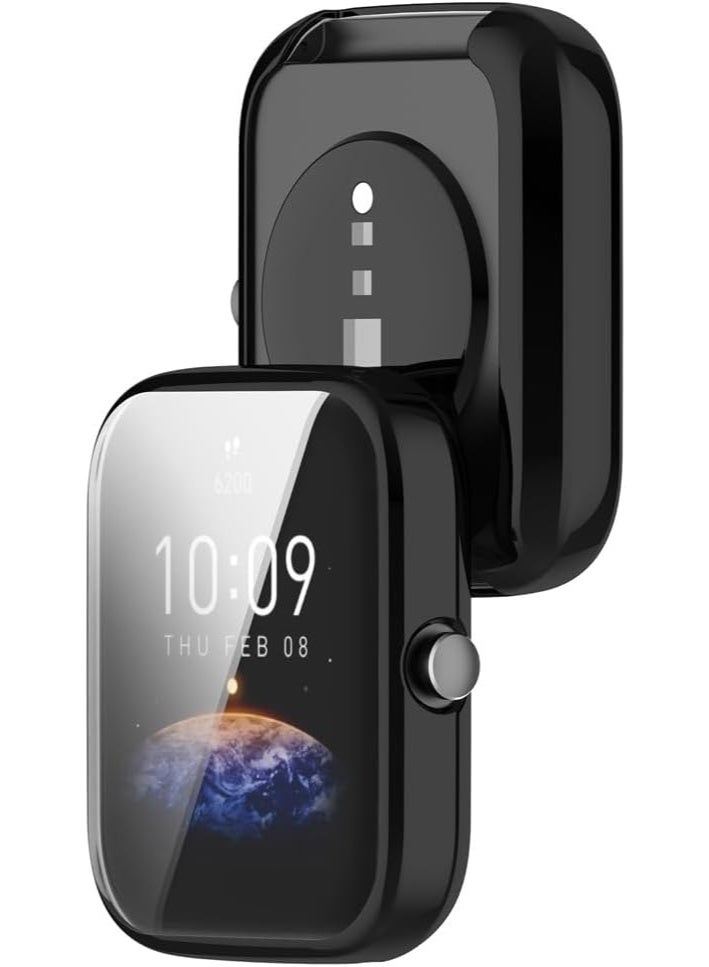 غطاء ناعم متوافق مع ساعة امازفيت بيب 3/بيب 3 برو من البولي يوريثين المقاوم للحرارة، أسود - Image 2