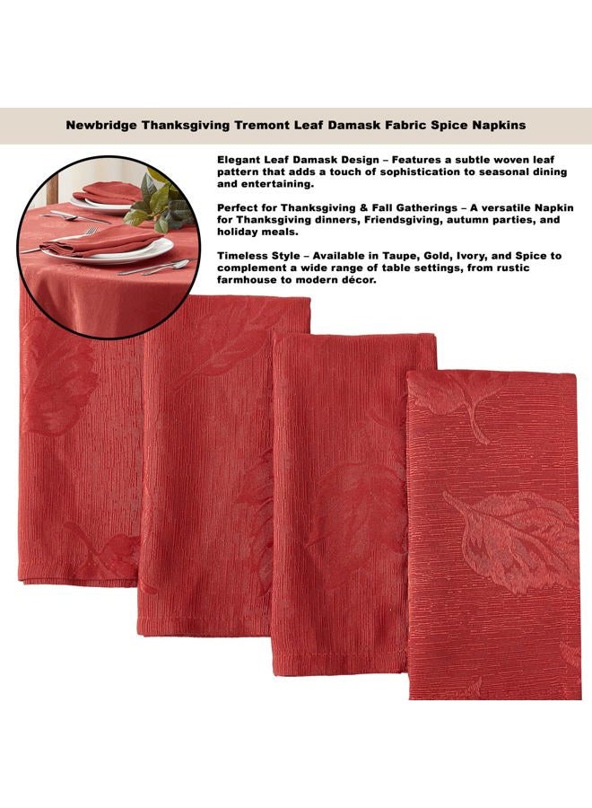 Newbridge Tremont Autumn Leaf Damask Thanksgiving Fabric Tablecloth, Swirling Leaves Damask Fall Season, Soil Resistant, Easy Care Solid Color Tablecloth, 52 Inch x 70 Inch Oblong/Rectangle, Spice - Image 4