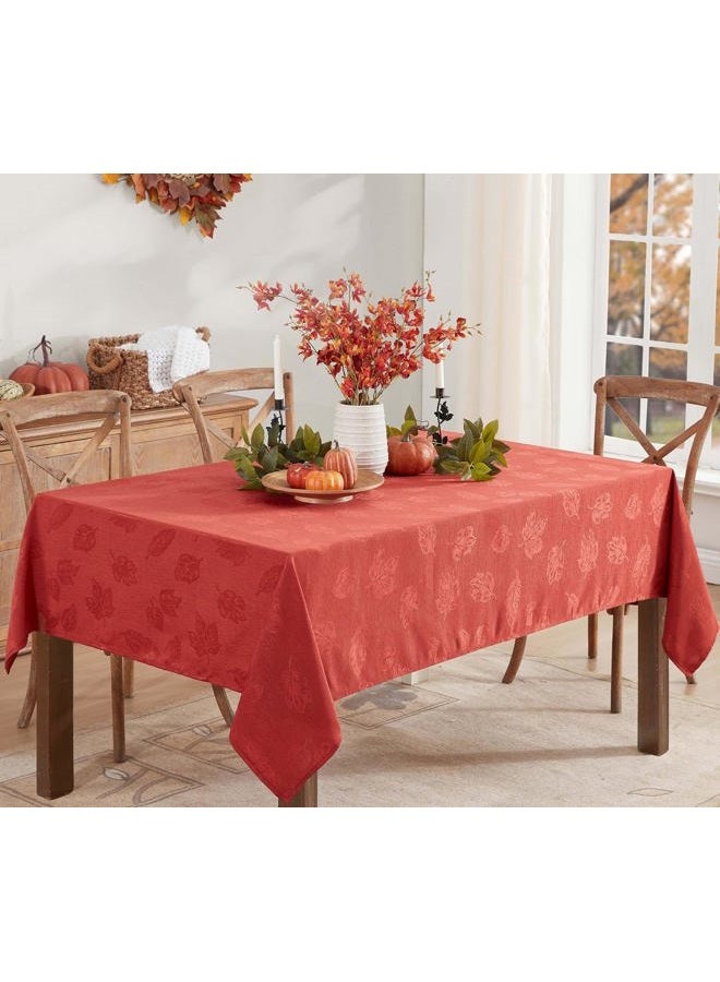 Newbridge Tremont Autumn Leaf Damask Thanksgiving Fabric Tablecloth, Swirling Leaves Damask Fall Season, Soil Resistant, Easy Care Solid Color Tablecloth, 52 Inch x 70 Inch Oblong/Rectangle, Spice - Image 5