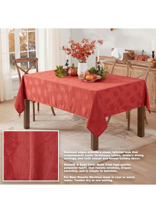 Newbridge Tremont Autumn Leaf Damask Thanksgiving Fabric Tablecloth, Swirling Leaves Damask Fall Season, Soil Resistant, Easy Care Solid Color Tablecloth, 52 Inch x 70 Inch Oblong/Rectangle, Spice - Image 3