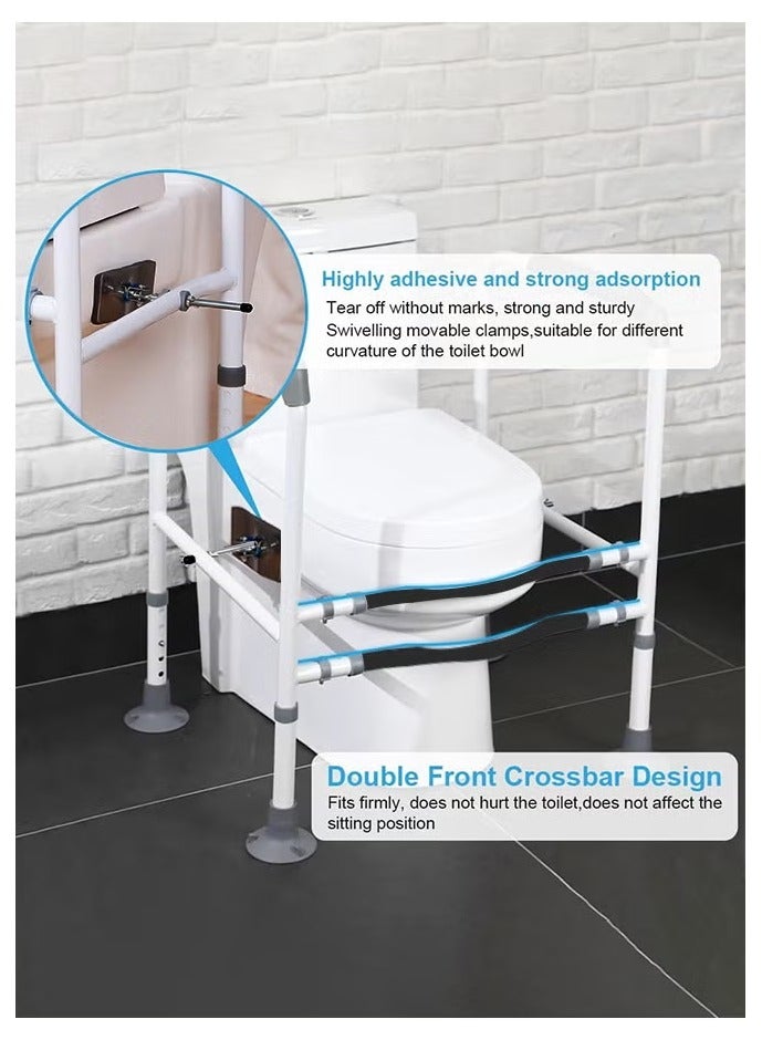 قضبان سلامة المراحيض، الارتفاع والعرض قابلة للتعديل، مناسبة لأي مرحاض، قضبان سلامة كبار السن - Image 2