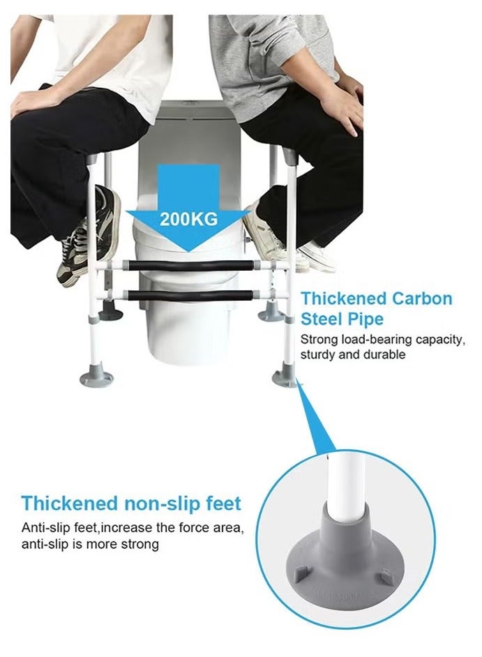 قضبان سلامة المراحيض، الارتفاع والعرض قابلة للتعديل، مناسبة لأي مرحاض، قضبان سلامة كبار السن - Image 4
