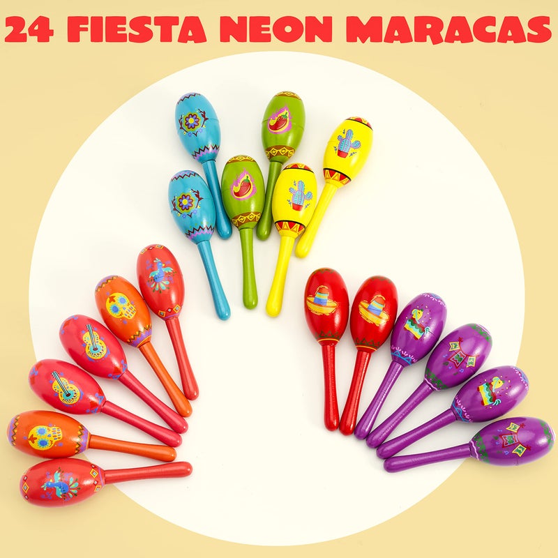 JOYIN 24 Pcs Cinco De Mayo Mini Wooden Maracas Musical Party Favors for Birthday Party Favors, Mexican Fiesta Decorations, Luau Photo Props, Carnivals Event, Taco Tuesday - Image 2