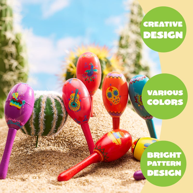 JOYIN 24 Pcs Cinco De Mayo Mini Wooden Maracas Musical Party Favors for Birthday Party Favors, Mexican Fiesta Decorations, Luau Photo Props, Carnivals Event, Taco Tuesday - Image 3
