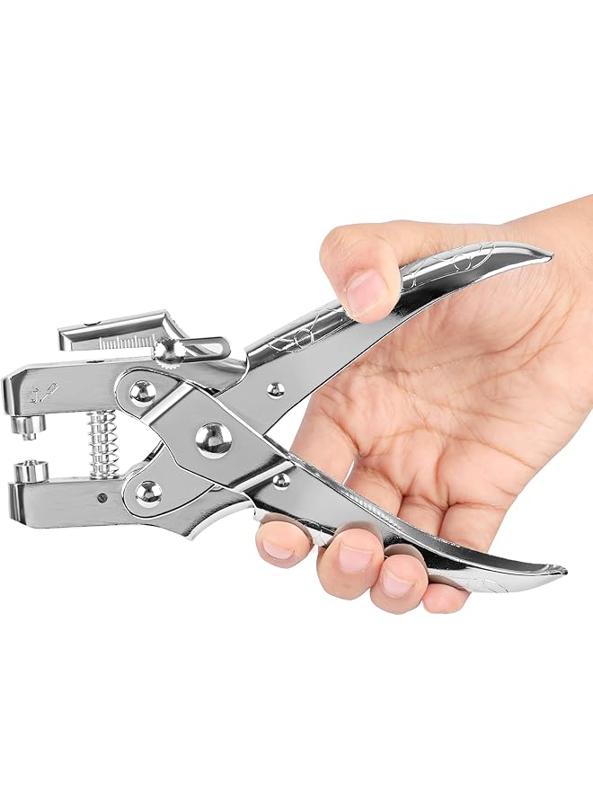 Kurtzy Eyelet Hole Punch Pliers Kit With 100 Silver Eyelets - 16Cm/6.3 Inch Leather Belt Grommet Tool - 8.5Mm Silver Metal Grommets - Plier Puncher Set For Fabric, Clothes, Shoes, Bags And Crafts - Image 3