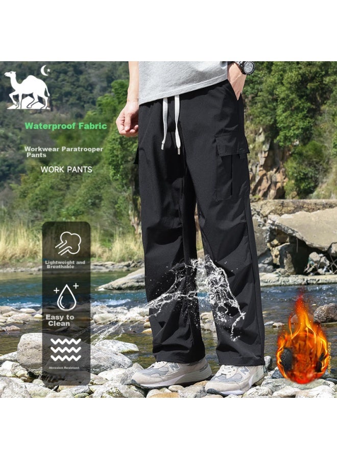 Eastern Camel Men's Hiking Pants, Autumn And Winter Fleece-lined Thick Warm Sports Outdoor Loose Water-repellent Casual Cargo Pants - Image 1