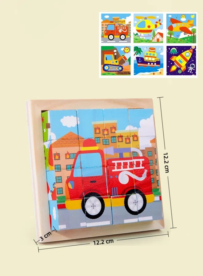 3D Animal puzzle toys wooden puzzles 3D Puzzle 16 capsules Traffic-themed puzzles Six painted wooden puzzles Three-dimensional assembling toys Educational toys for early education  - Image 2