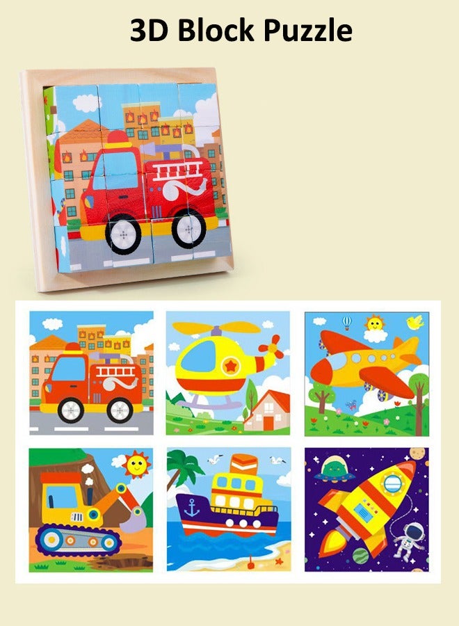 3D Animal puzzle toys wooden puzzles 3D Puzzle 16 capsules Traffic-themed puzzles Six painted wooden puzzles Three-dimensional assembling toys Educational toys for early education  - Image 1