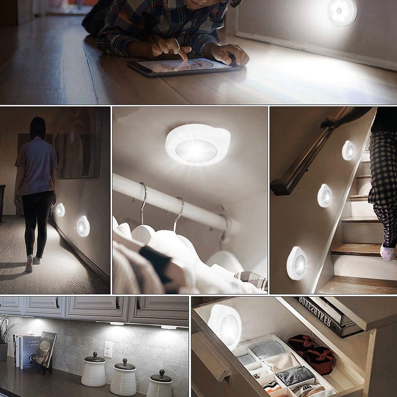 6 LED Motion Sensor Waterdrop Night Light Battery Powered Stick on Magnet Closet Wall Lamp - Image 5