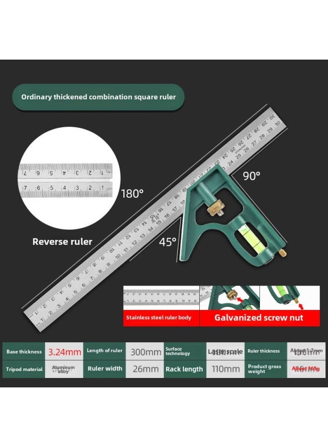 Genuine Huantian Woodworking Special Tools High-precision Stainless Steel Multi-function Laser Scale Combination Movable Square Ruler-Model:Yingde 6390 Combination Square - Image 1