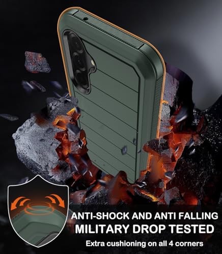 KECAI for Samsung Galaxy A36 5G Case with Belt Clip Holster,2X Screen Protectors & Kickstand,Heavy Duty Shockproof Drop Protection Bumper Military Grade Full Body Rugged Durable Phone Cover (Deep Green) - Image 4