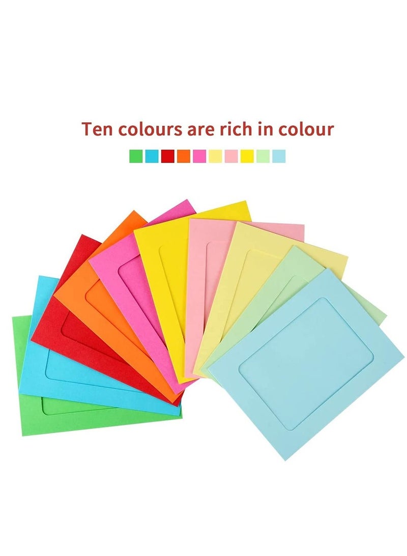 Paper Picture Frames 10PCS Colorful DIY Creative Retro Kraft Paper Polaroid Films Hanging Album Frame with Wood Clips and Jute Twine for Home School Office Wall Decoration (4x6 inch) - Image 3