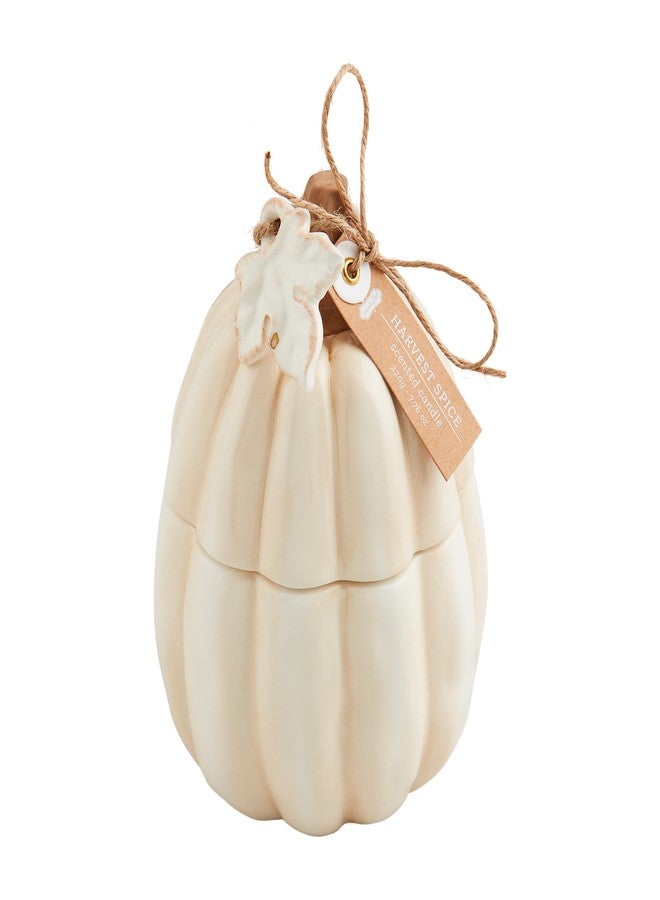 Mud Pie Ceramic Pumpkin Candle, White, 7 3/4 oz - Image 1