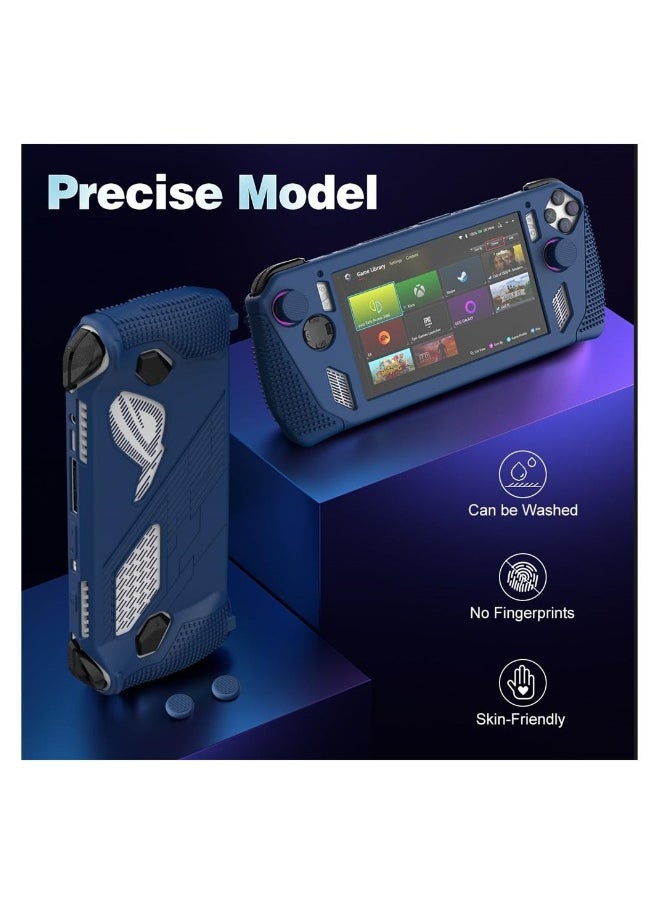 Generic - for Rog Ally Stand Protective Case, Silicone Accessories Protector, Full Protection Kickstand, Anti-Scratch Drop-Proof Non-Slip Full Protective Rog Ally Case with 2 Pair Thumb Grips, Blue - Image 1