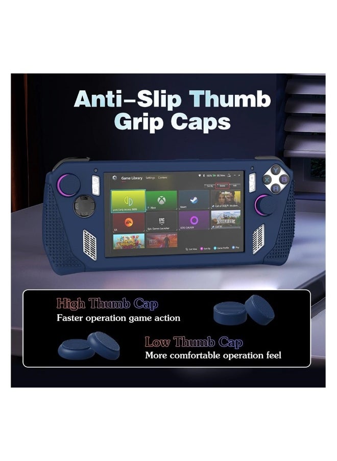 Generic - for Rog Ally Stand Protective Case, Silicone Accessories Protector, Full Protection Kickstand, Anti-Scratch Drop-Proof Non-Slip Full Protective Rog Ally Case with 2 Pair Thumb Grips, Blue - Image 1