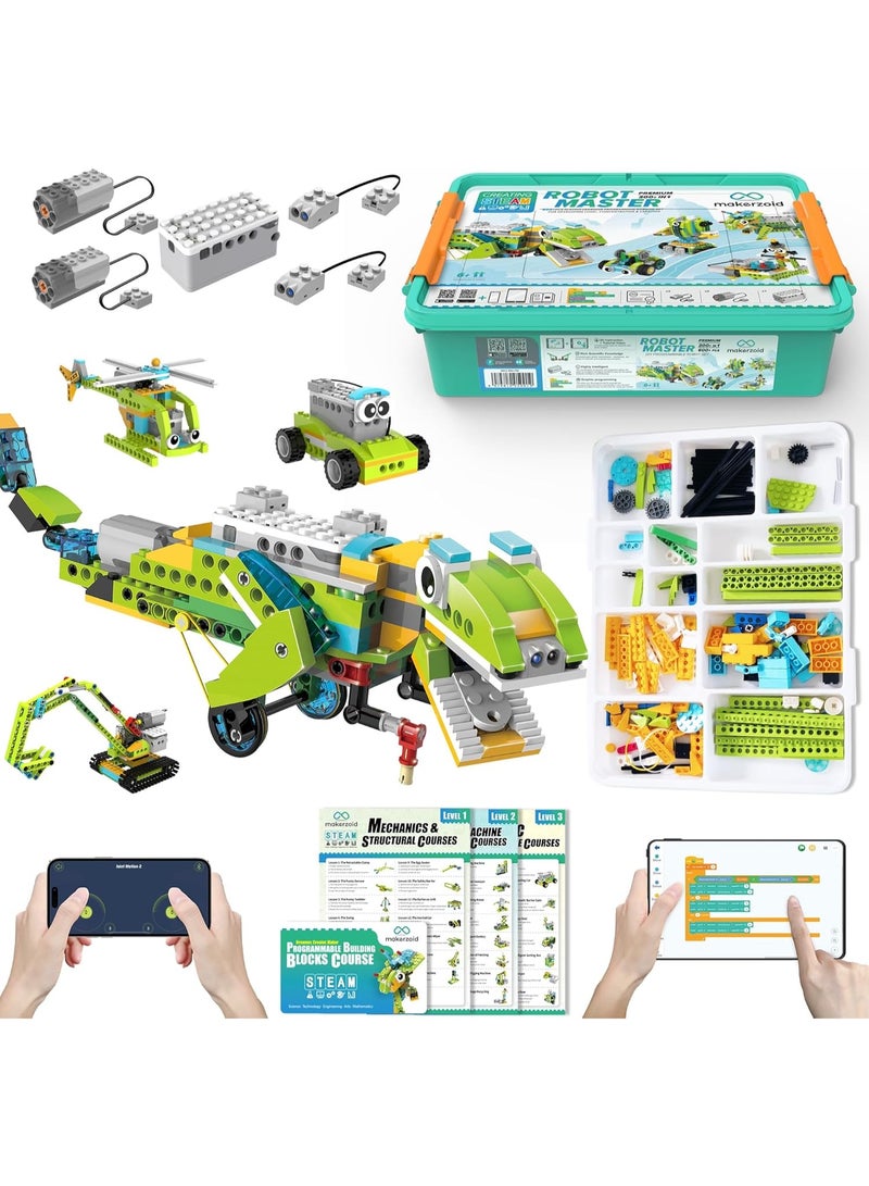 makerzoid Robot Master - مجموعة روبوت برمجي قابلة للبرمجة 200+ شكل، 47 درس فيديو، منبّت عبر التطبيق، هدية تعليمية لأولاد (مُعلي الجودة),MKZ-RM-PM - Image 1