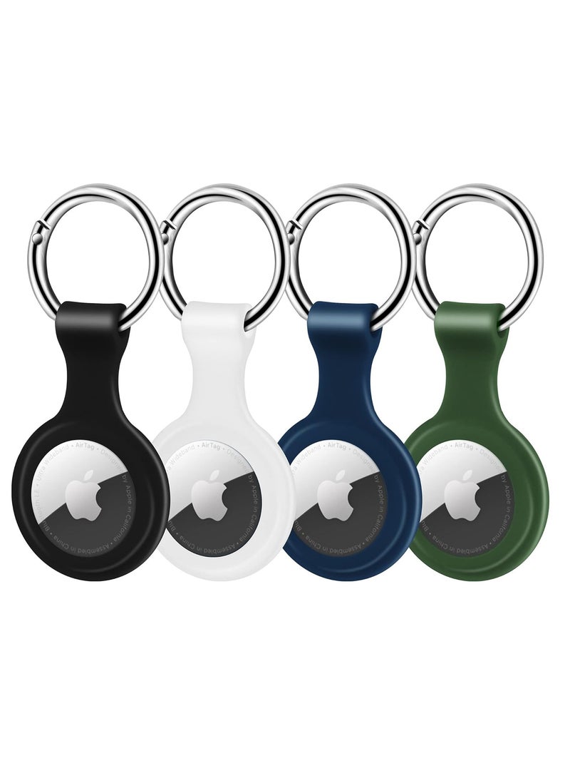 4 Pack Protective Air Tag Case Waterproof Liquid Silicone for Apple Airtags Keychain Key Ring Anti Lost AirTag Tracker Holder Anti Scratch Air Tags Cover Loop Finder Items GPS Accessories - Image 1
