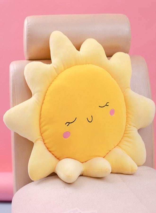 OUKEYI Soft Plush Pillow, Yellow, Polypropylene Fill Material, 17.7in/cm, Throw Pillow for Home Deco Gift, Kids, Sofa Cushion, Sun Shape, Indoor, Plush, Modern Style, Christmas Occasion - Image 2
