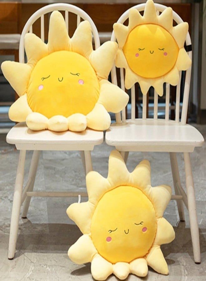 OUKEYI Soft Plush Pillow, Yellow, Polypropylene Fill Material, 17.7in/cm, Throw Pillow for Home Deco Gift, Kids, Sofa Cushion, Sun Shape, Indoor, Plush, Modern Style, Christmas Occasion - Image 3