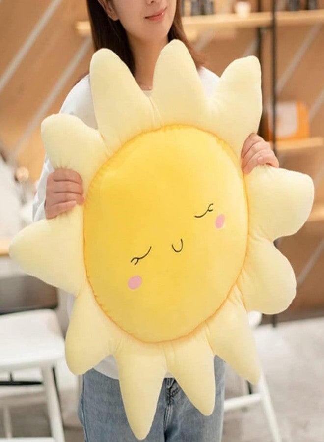 OUKEYI Soft Plush Pillow, Yellow, Polypropylene Fill Material, 17.7in/cm, Throw Pillow for Home Deco Gift, Kids, Sofa Cushion, Sun Shape, Indoor, Plush, Modern Style, Christmas Occasion - Image 1