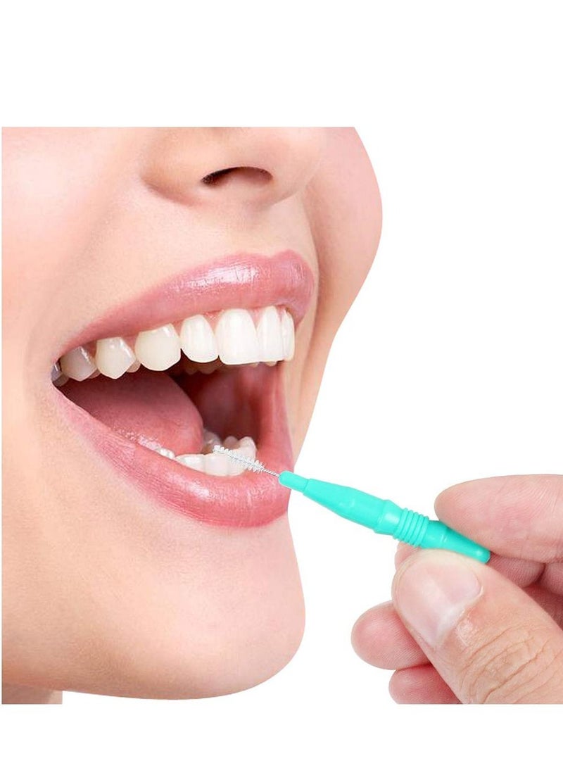 KASTWAVE Tooth Gap Brush, 50 Pieces of Toothpick Floss Head Oral Hygiene Brush Colored Tooth Gap Brush 0.7-1.2mm Braces Cleaning Brush Clean White (Green, Blue, Orange, Red, Light Blue)  - Image 4