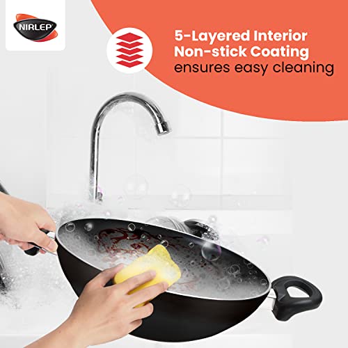 Nirlep Aspa Happiness Cookware Set 5 pcs,1 Fry Pan,1 Tawa,1 Kadhai with 1 Stainless Steel Lid,1 Tadka Pan - Image 2