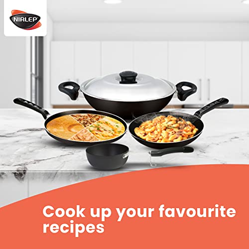 Nirlep Aspa Happiness Cookware Set 5 pcs,1 Fry Pan,1 Tawa,1 Kadhai with 1 Stainless Steel Lid,1 Tadka Pan - Image 5