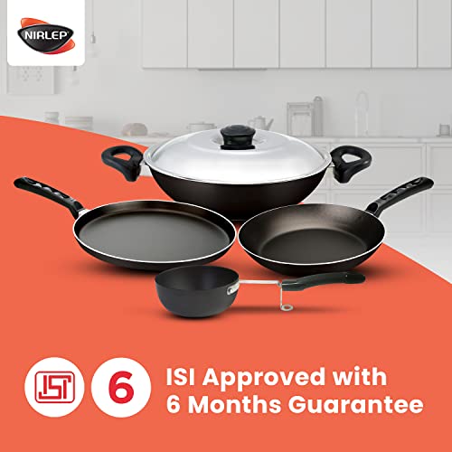 Nirlep Aspa Happiness Cookware Set 5 pcs,1 Fry Pan,1 Tawa,1 Kadhai with 1 Stainless Steel Lid,1 Tadka Pan - Image 4