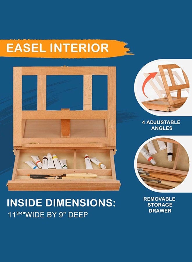 Miya Tabletop Art Easel for Drawing, Adjustable Desk Easel, Portable Art Easel Box for Beginners and Professionals - Image 4