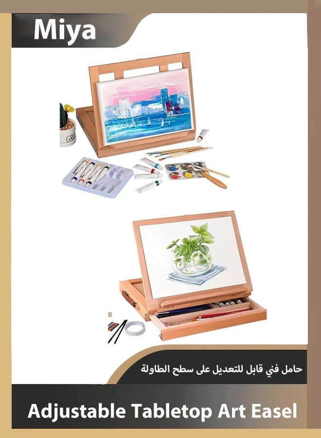 Miya Tabletop Art Easel for Drawing, Adjustable Desk Easel, Portable Art Easel Box for Beginners and Professionals - Image 1