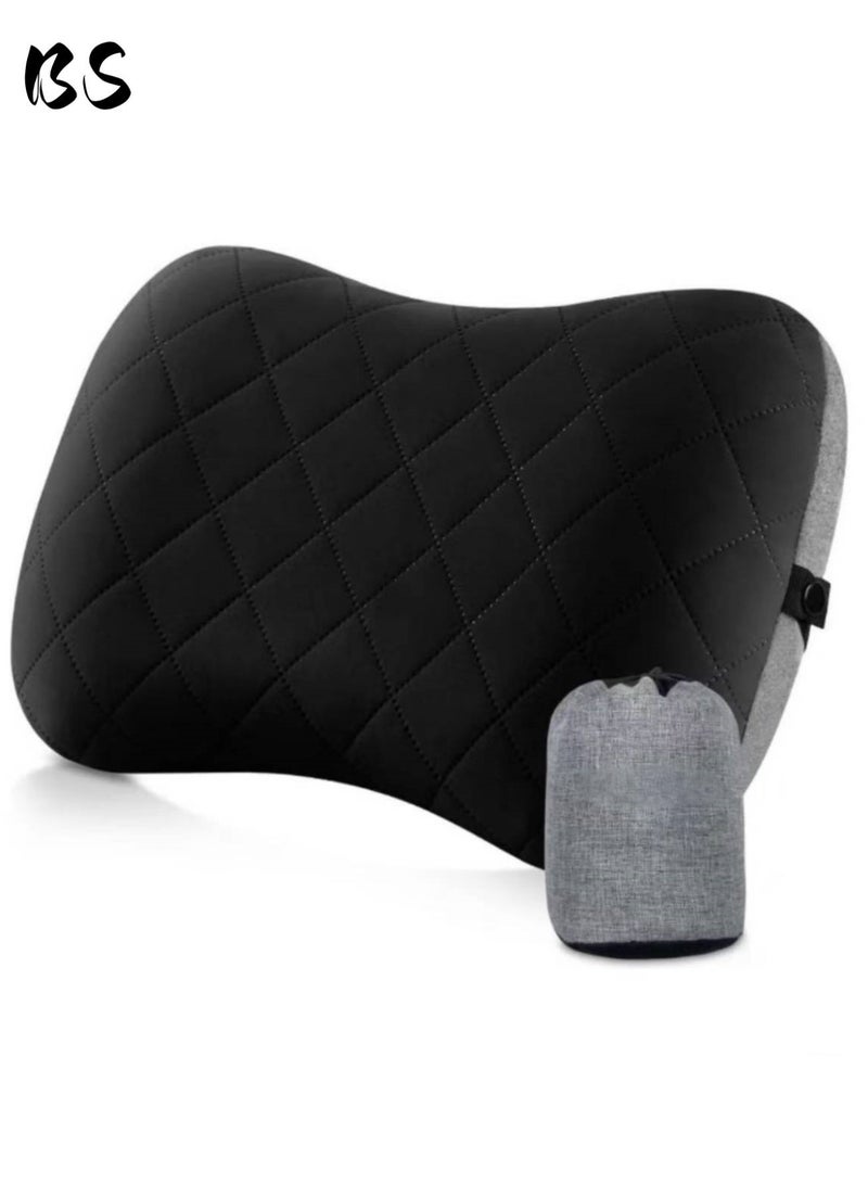 BS Camping Pillow with Removable Cover | Ultralight Inflatable Pillow for Neck Lumbar Support | Compact Ultralight Blow Up Air Pillows | Washable Travel Air Pillows | for Camping | Hiking | Backpacking (Black) - Image 1