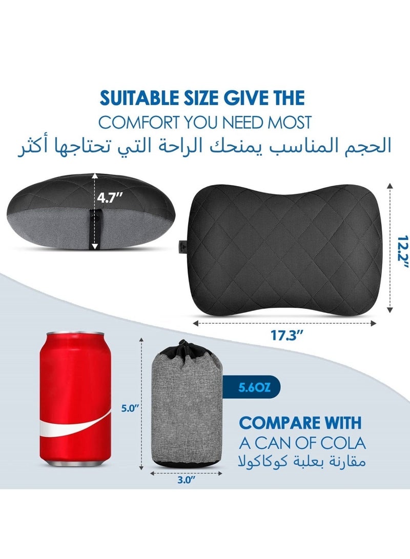 BS Camping Pillow with Removable Cover | Ultralight Inflatable Pillow for Neck Lumbar Support | Compact Ultralight Blow Up Air Pillows | Washable Travel Air Pillows | for Camping | Hiking | Backpacking (Black) - Image 2