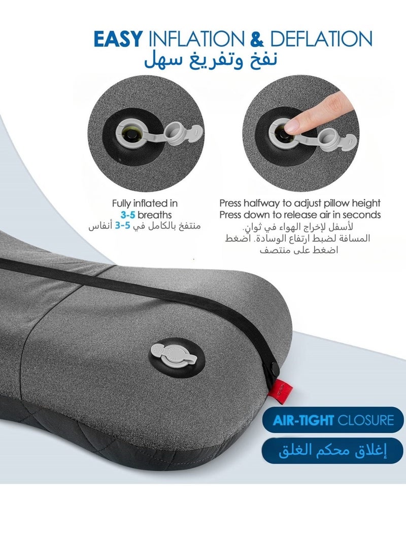 BS Camping Pillow with Removable Cover | Ultralight Inflatable Pillow for Neck Lumbar Support | Compact Ultralight Blow Up Air Pillows | Washable Travel Air Pillows | for Camping | Hiking | Backpacking (Black) - Image 4