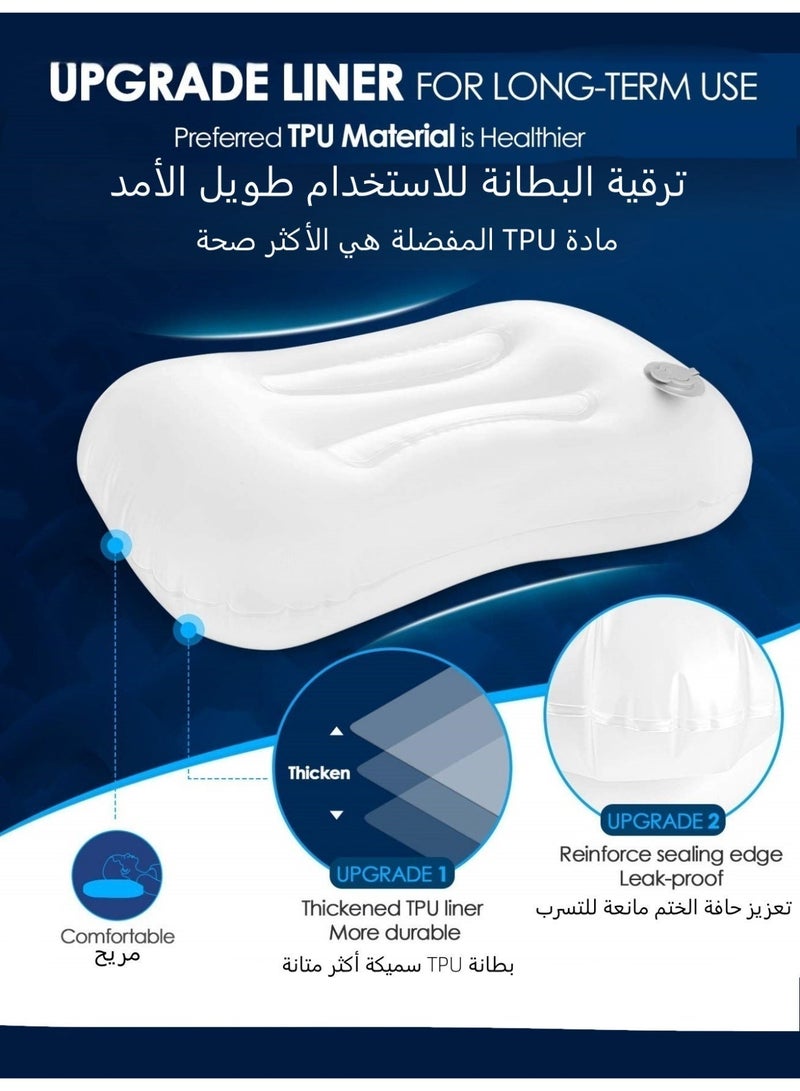 BS Camping Pillow with Removable Cover | Ultralight Inflatable Pillow for Neck Lumbar Support | Compact Ultralight Blow Up Air Pillows | Washable Travel Air Pillows | for Camping | Hiking | Backpacking (Black) - Image 5