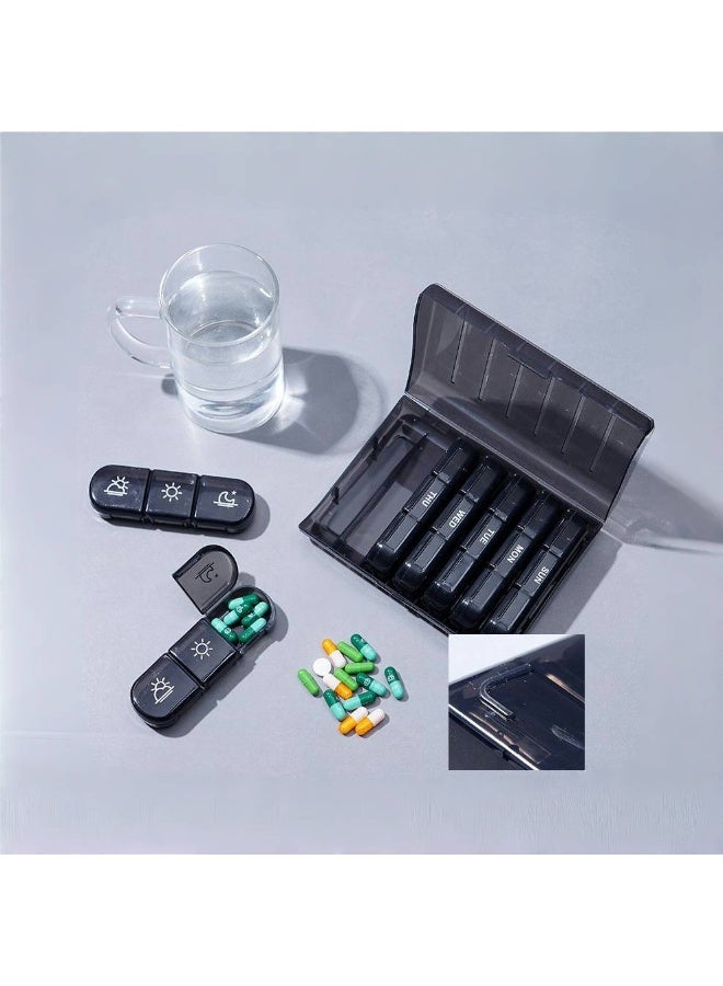 Weekly Pill Organizer 3 Times a Day, Portable Travel Pill Box 7 Day with Large Pill Containers, Light-Proof Pill Case for Vitamins, Medication, Supplements and Fish Oils - Image 1