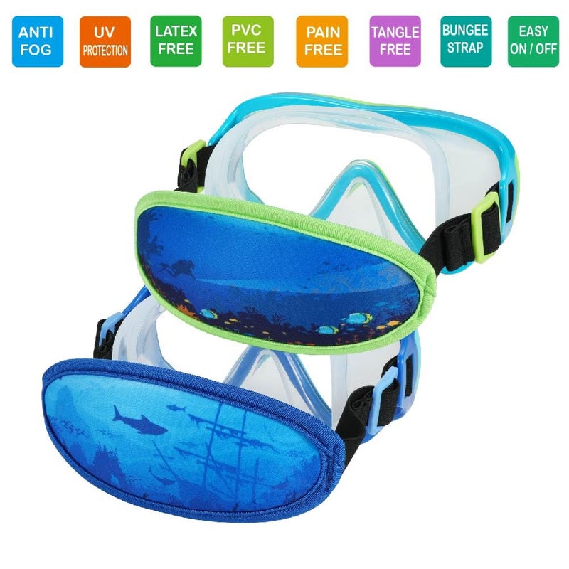 RUIGAO 2PK Kids Goggles Age 6-14, Diving Mask Elastic No TangleStrap, Swimming Goggles with Nose Cover - Image 2