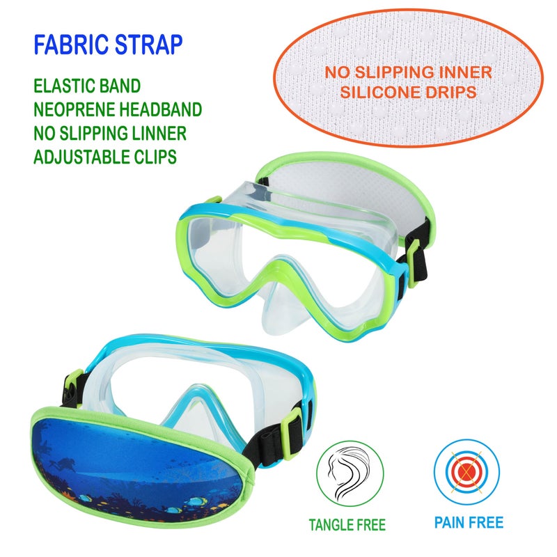 RUIGAO 2PK Kids Goggles Age 6-14, Diving Mask Elastic No TangleStrap, Swimming Goggles with Nose Cover - Image 4