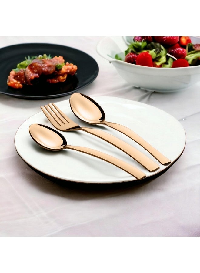 FnS Allie 18 pcs Stainless Steel Rose Gold Cutlery Set (6 Dinner Spoon, 6 Dinner Forks, 6 Teaspoon) - Image 5