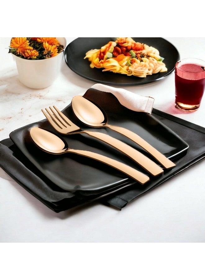 FnS Allie 18 pcs Stainless Steel Rose Gold Cutlery Set (6 Dinner Spoon, 6 Dinner Forks, 6 Teaspoon) - Image 1