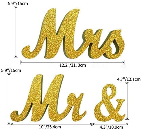VIOPVERY Mr and Mrs Sign for Wedding Table Large Wooden Letters Mr & Miss Signs for Sweetheart Table Photo Props Wedding Decorations for Anniversary (Gold) - Image 2