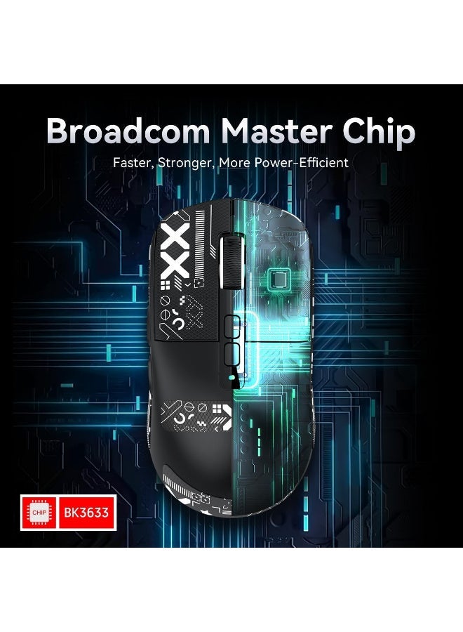 ATTACK SHARK X6 Tri-Mode Wireless Gaming Mouse - 2.4GHz/BT 5.2/Wired USB-C, PAW3395 26000 DPI, 49g Lightweight, Black - Image 5