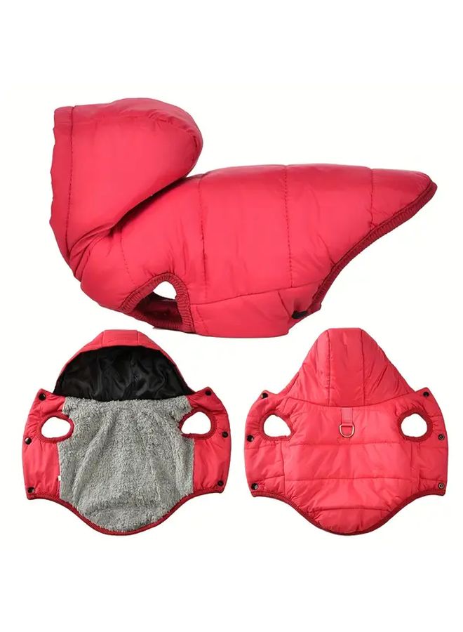 Coffee Color Warm Hooded Dog Jacket for Small Medium Dogs Autumn Winter Pet Outerwear Size L - Image 4