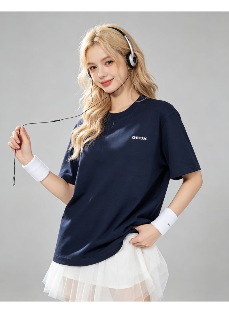 GEOX Unisex Crew Neck Short Sleeve T‑Shirt, Modern Urban Everyday Top For Men Women, Navy Blue - Image 5