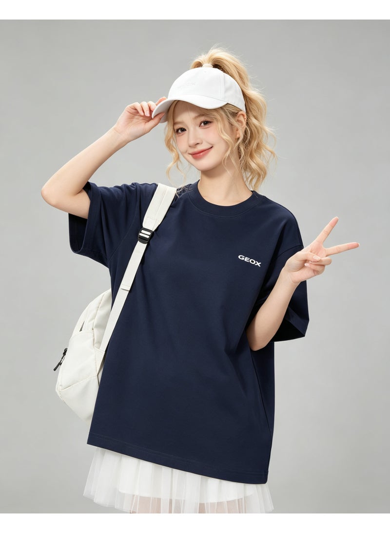 GEOX Unisex Crew Neck Short Sleeve T‑Shirt, Modern Urban Everyday Top For Men Women, Navy Blue - Image 4