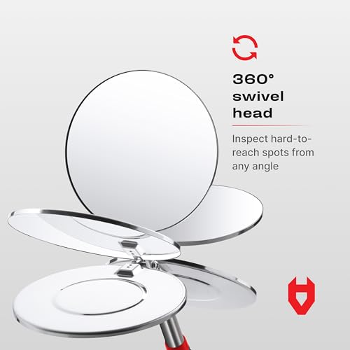 NoCry مرآة تفتيش قابلة للتمديد من NoCry - مرآة دائرية بحجم 3.23 بوصة على عصا؛ حقيبة تخزين 2 في 1؛ مرآة قابلة للتمديد حتى 30 بوصة؛ مقبض غير قابل للانزلاق؛ مرآة تفتيش بزاوية 360° برأس دوار قابل للتمديد - Image 4