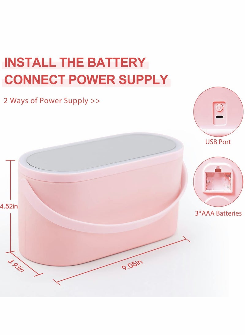 Portable Makeup Case with LED Light and Mirror, Versatile Cosmetic Organizer with Handle for Easy Storage