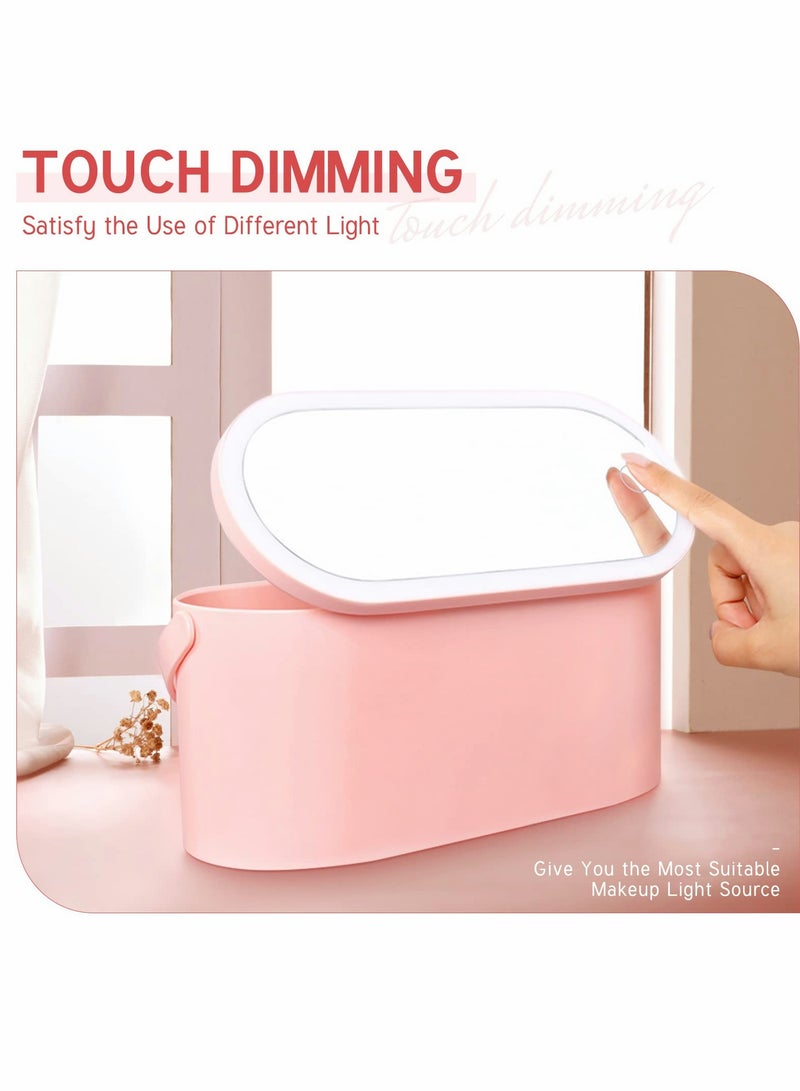 Portable Makeup Case with LED Light and Mirror, Versatile Cosmetic Organizer with Handle for Easy Storage
