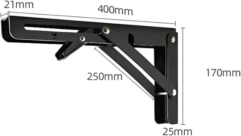 Heavy Duty 14 Inch Folding Shelf Brackets Collapsible Metal Hinge For Wall Bench Table DIY - Image 3
